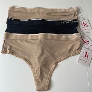 Calvin Klein High Waist Microfiber Thongs - 3 Pairs Size Medium / 6